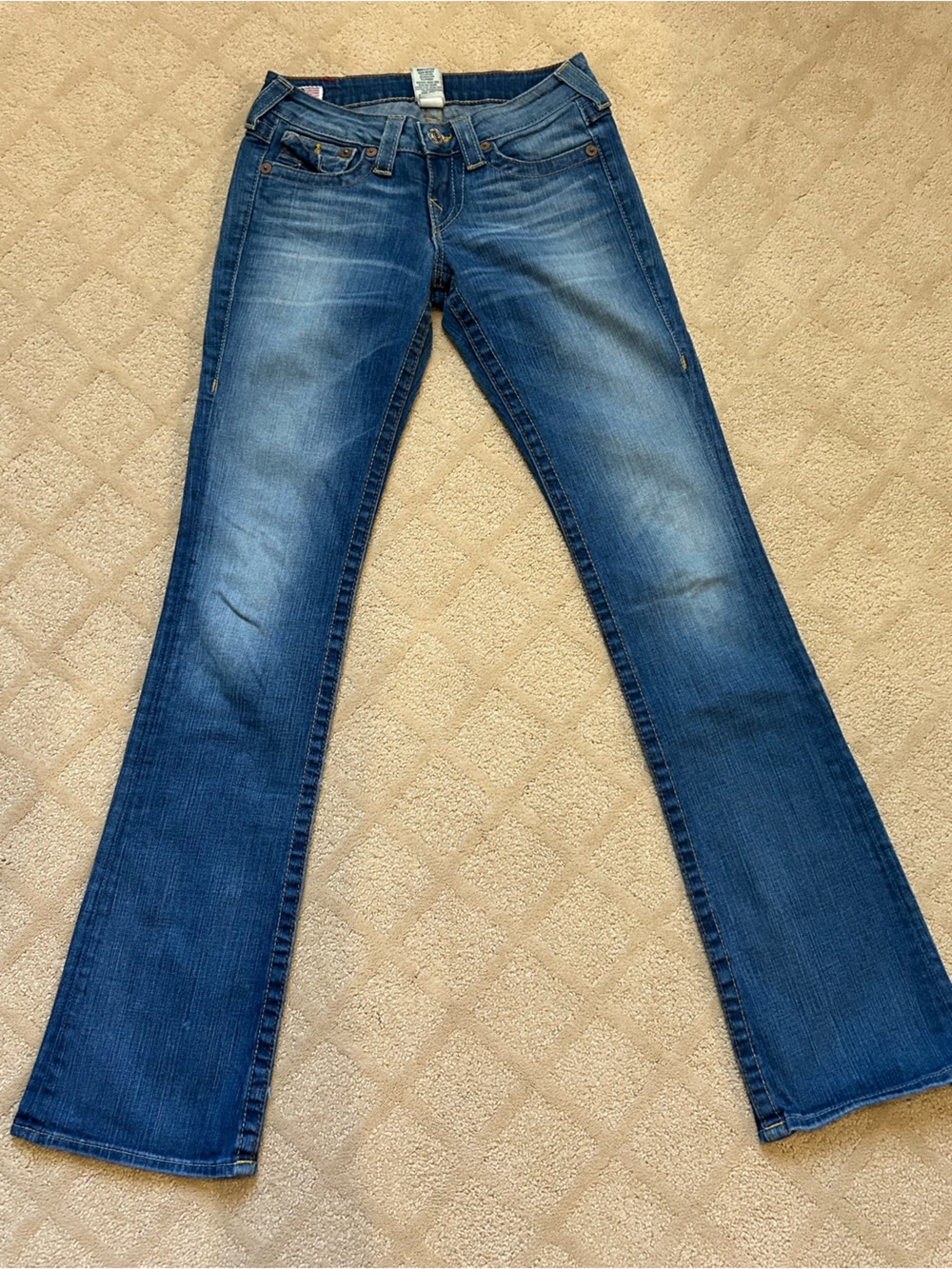 True Religion Blue Flared Wide Leg Jeans